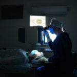 Surgeon on an eye surgery