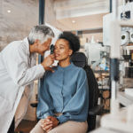 Eye Doctor examine the lady eye Vision
